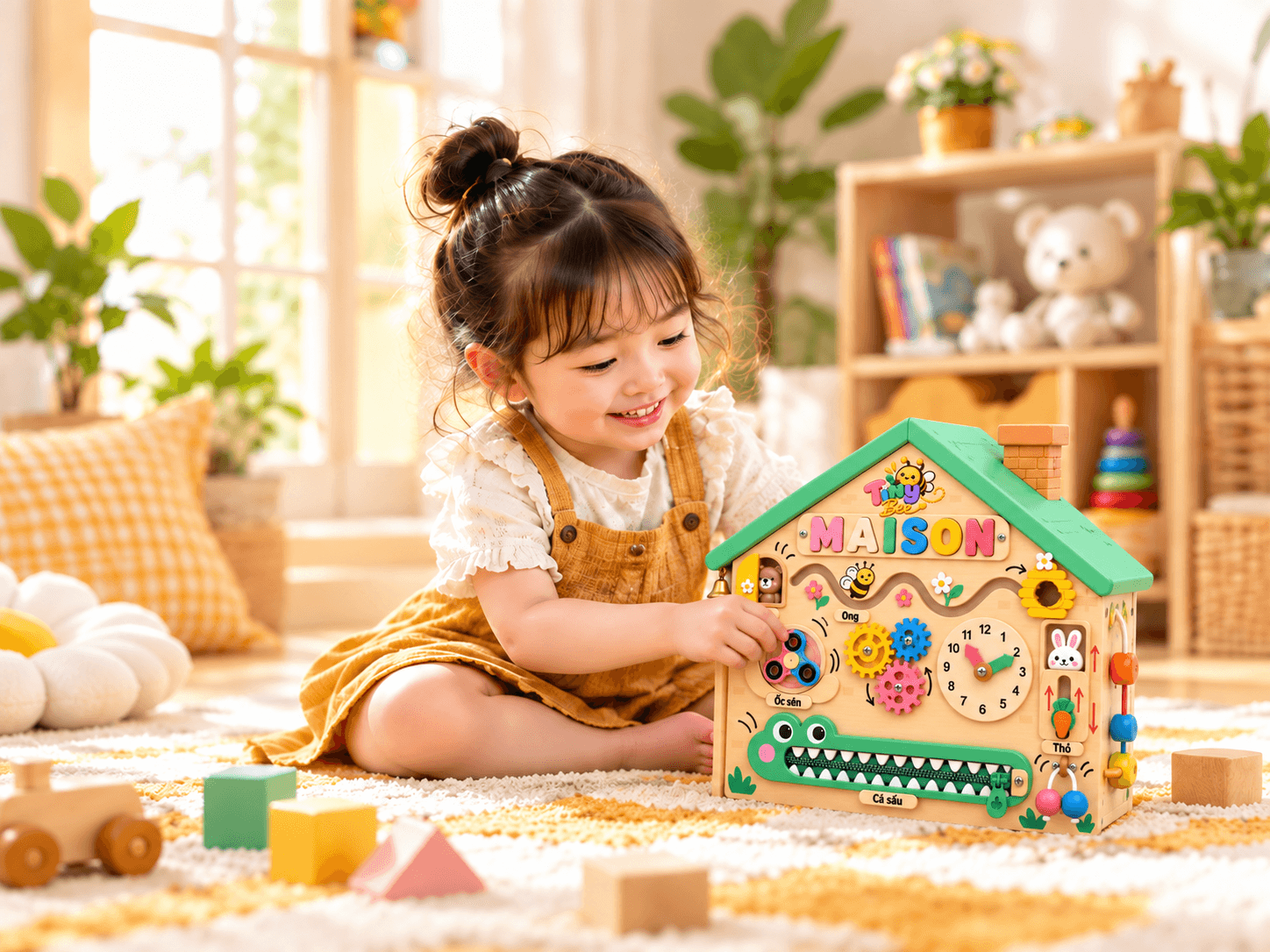 Bé vui chơi cùng nhà gỗ hoạt động Tiny Bee